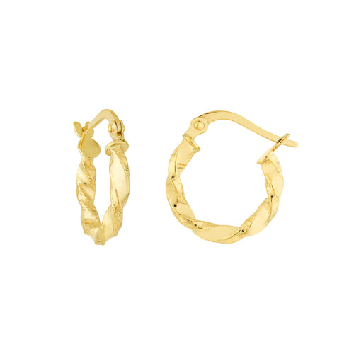 Twisted Mini Hoop Earrings - 10K Yellow Gold