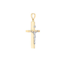 Load image into Gallery viewer, Two-Tone Crucifix and Heavy Cable Chain - 14K Gold