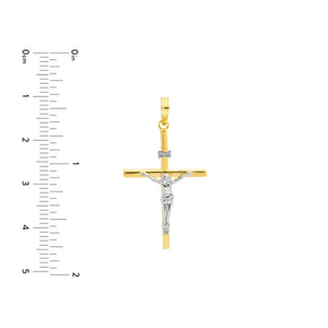 Two-Tone Crucifix and Heavy Cable Chain - 14K Gold