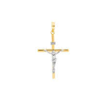 Load image into Gallery viewer, Two-Tone Crucifix and Heavy Cable Chain - 14K Gold