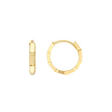 Load image into Gallery viewer, Block Pattern Hoop Earrings - 14K Yellow Gold