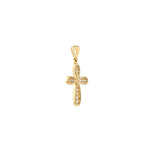 Load image into Gallery viewer, Filigree CZ Mini Cross - 14K Yellow Gold