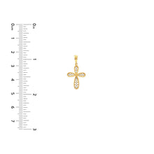 Load image into Gallery viewer, Filigree CZ Mini Cross - 14K Yellow Gold