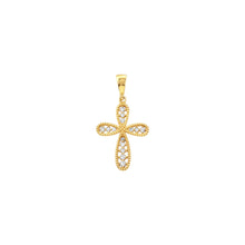 Load image into Gallery viewer, Filigree CZ Mini Cross - 14K Yellow Gold