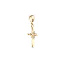 Load image into Gallery viewer, Mini CZ Cluster Cross - 14K Yellow Gold