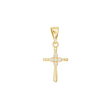 Load image into Gallery viewer, Mini CZ Cluster Cross - 14K Yellow Gold