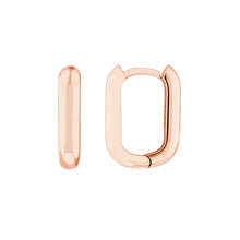 Load image into Gallery viewer, 10x15mm Oblong Polished Hoops - 14K Rose Gold