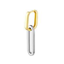 Load image into Gallery viewer, Two Tone Paperclip Hoop Earrings - 14K Gold