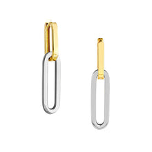 Load image into Gallery viewer, Two Tone Paperclip Hoop Earrings - 14K Gold