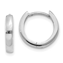 Load image into Gallery viewer, 10mm Round Hinged Huggie Hoops - 14K White Gold
