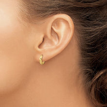 Load image into Gallery viewer, 14k Diamond-cut X Satin 3x13mm Hinged Hoop Earrings