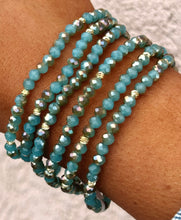 Load image into Gallery viewer, Sand &amp; Sea with Gold Accents - Crystal Stacker Bracelet
