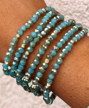 Load image into Gallery viewer, Sand &amp; Sea with Gold Accents - Crystal Stacker Bracelet