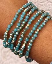 Load image into Gallery viewer, Sand &amp; Sea with Gold Accents - Crystal Stacker Bracelet