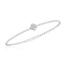 Load image into Gallery viewer, Flexible Diamond Quatrefoil Bangle - 14K White Gold