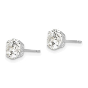 6mm Round CZ Post Earrings - 14K White Gold