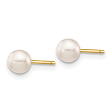 Load image into Gallery viewer, 14k 4-5mm White Round Akoya Saltwater Cultured Pearl Stud Post Earrings