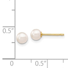 Load image into Gallery viewer, 14k 4-5mm White Round Akoya Saltwater Cultured Pearl Stud Post Earrings