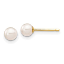 Load image into Gallery viewer, 14k 4-5mm White Round Akoya Saltwater Cultured Pearl Stud Post Earrings