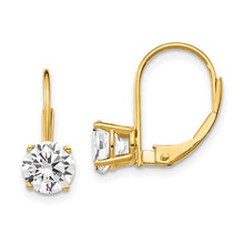 Load image into Gallery viewer, 14k 6mm Cubic Zirconia Leverback Earrings