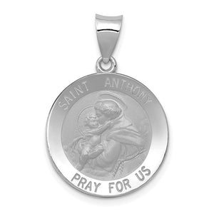 Saint (St) Anthony Medal - 14K White Gold