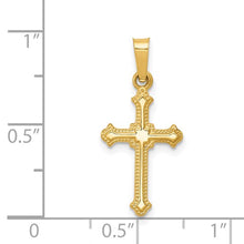 Load image into Gallery viewer, Small Fleur Cross Pendant - 14K Yellow Gold