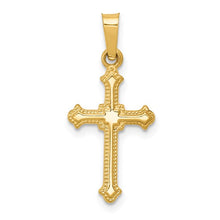 Load image into Gallery viewer, Small Fleur Cross Pendant - 14K Yellow Gold