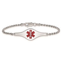 Load image into Gallery viewer, Sterling Silver Rhod-plated Children&#39;s Medical ID Bracelet with Rope Chain