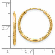 Load image into Gallery viewer, Satin Diamond-cut Endless Hoop Earrings - 14K Yellow Gold