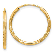 Load image into Gallery viewer, Satin Diamond-cut Endless Hoop Earrings - 14K Yellow Gold