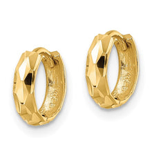 Load image into Gallery viewer, Diamond Cut Hinged Hoop Earrings - 14K Yellow Gold