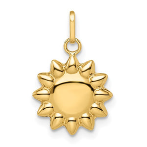 Polished Puffed Sun Pendant & Cable Chain - 10K & 14K Yellow Gold