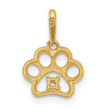 Load image into Gallery viewer, 14k Polished CZ Paw Print Pendant