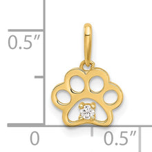 Load image into Gallery viewer, 14k Polished CZ Paw Print Pendant