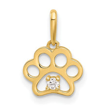 Load image into Gallery viewer, 14k Polished CZ Paw Print Pendant