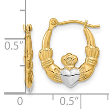 Load image into Gallery viewer, Claddagh Hoop Earrings - 14K Yellow and White Gold