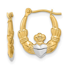 Load image into Gallery viewer, Claddagh Hoop Earrings - 14K Yellow and White Gold