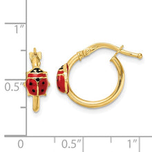 Load image into Gallery viewer, Enameled Ladybug Hoop Earrings - 14K Yellow Gold