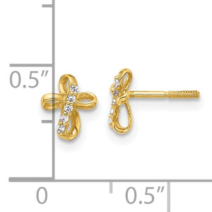 Delicate Cross Post Earrings - 14K Yellow Gold