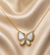 Load image into Gallery viewer, Mother of Pearl Butterfly Necklace