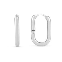 Load image into Gallery viewer, Silver Oval Snap Hoops - Sterling Silver