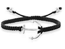 Load image into Gallery viewer, Anchor on Black Macrame Bracelet