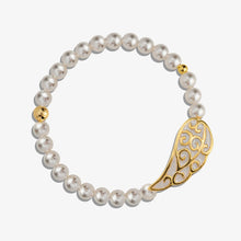 Load image into Gallery viewer, Wings of Faith Pearl Stretch Bracelet