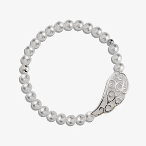 Wings of Faith Pearl Stretch Bracelet