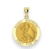 Load image into Gallery viewer, Round St. Anthony Pendant Charm - 14K Yellow Gold