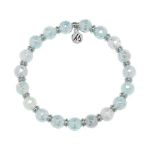 Load image into Gallery viewer, Aqua Agate &amp; Silver Empowered Elegance Beaded Bracelet - TJazelle