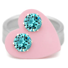 Load image into Gallery viewer, Aqua Bohem Mini Bling Sterling Silver Stud Earrings - JoJoLovesYou