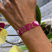 Load image into Gallery viewer, Seed Bead Love with Hearts Bracelet - Pink Topaz
