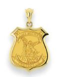 Load image into Gallery viewer, Saint Michael Badge Religious Medal Pendant Charm - 14K Yellow Gold