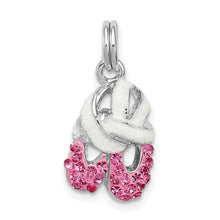 Load image into Gallery viewer, Pink CZ Enamel Ballet Slipper Charm on 16" Chain - Sterling Silver